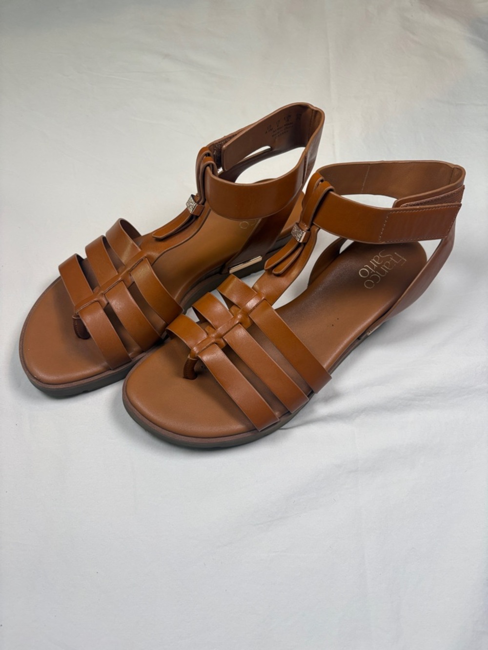 Franco Sarto Cognac Strappy Gladiator Sandals